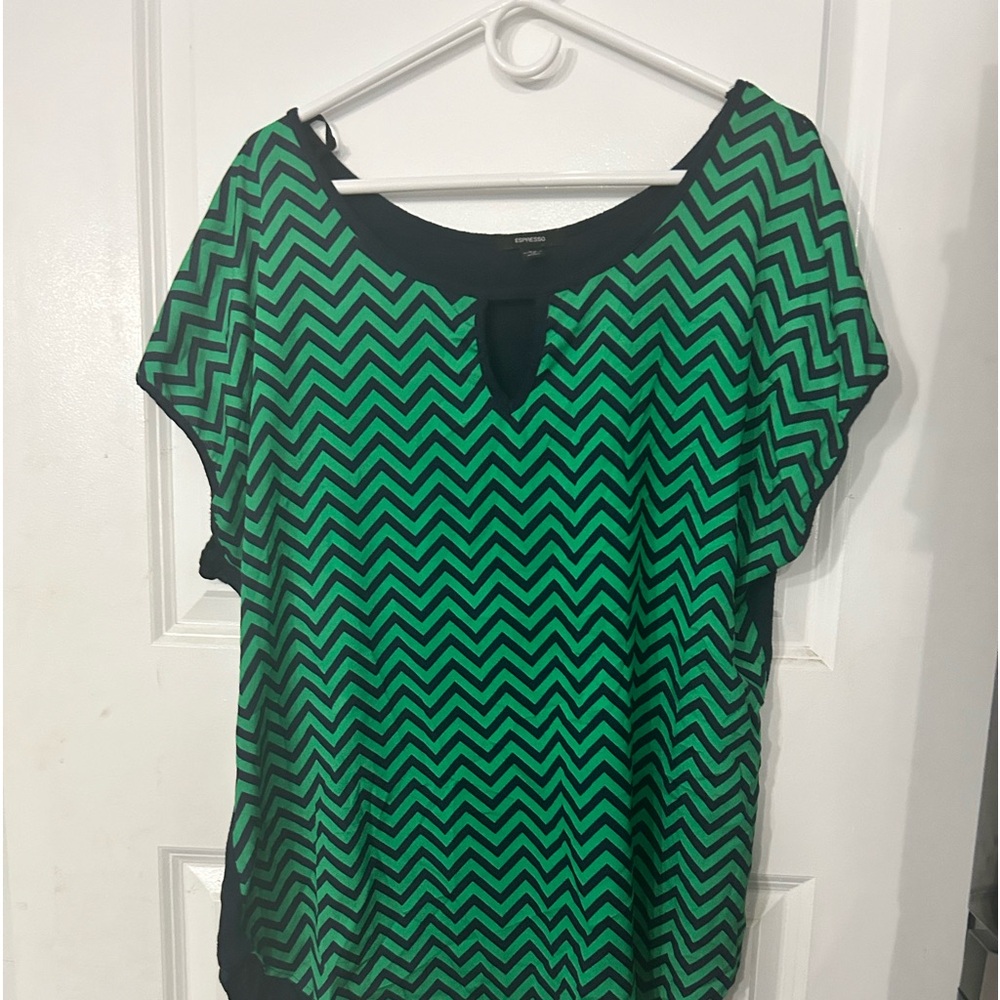 Navy and green blouse